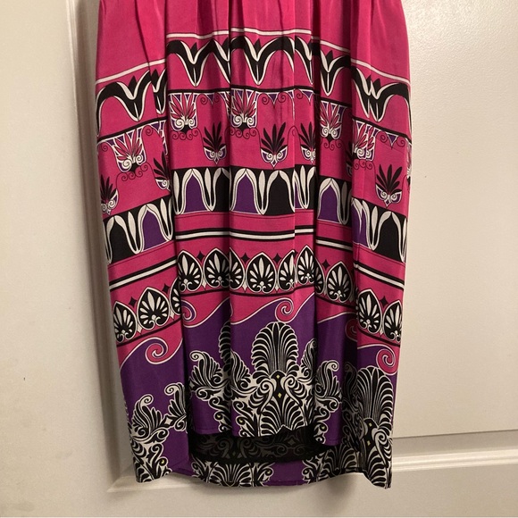 100% Silk Boho Border Print Dress - Picture 7 of 9